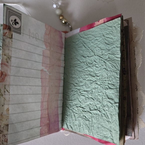 Embroidered White Journal  Handmade with Beaded Charm Free Jewelry Inside - Picture 14 of 16